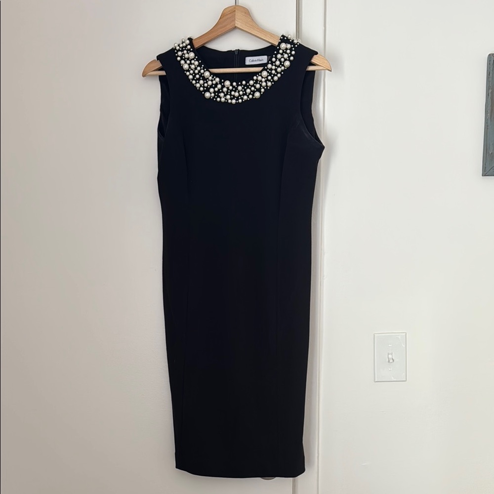 Calvin Klein Black Sequin Embellished Sheath Dress